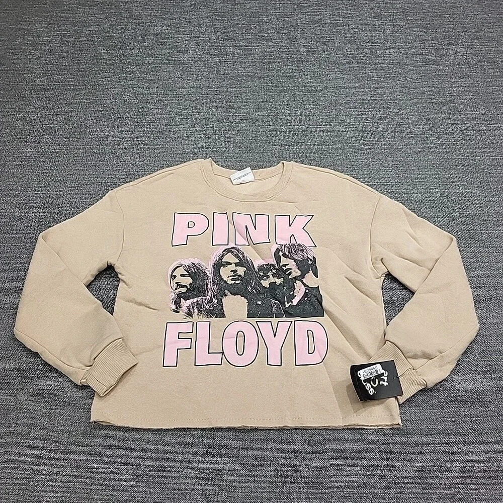 Girls' 'Pink Floyd' Fleece Cropped Crewneck Sweatshirt - art class Beige M